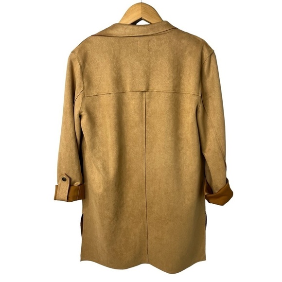 Princess Polly Faux Suede Open Front Jacket Tan Size S/M Shacket - Picture 2 of 8